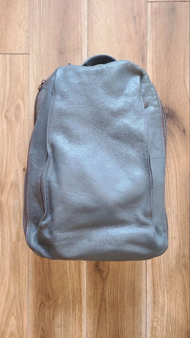 マザーハウス　グレー レザーバックパック メッシュ