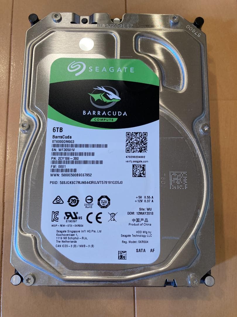 内蔵型ハードディスクドライブ Seagate 6TB HDD ST6000DM003