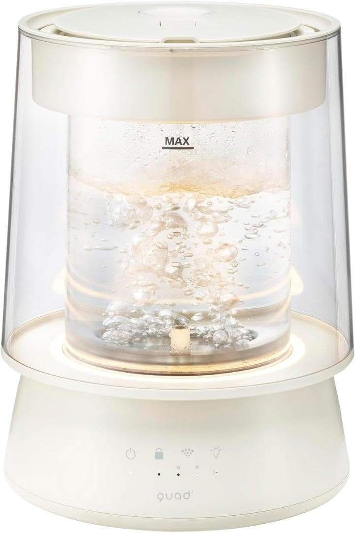 QUADS(クワッズ) ガラススチーム加湿器 蒸気式 17畳対応 上部給水