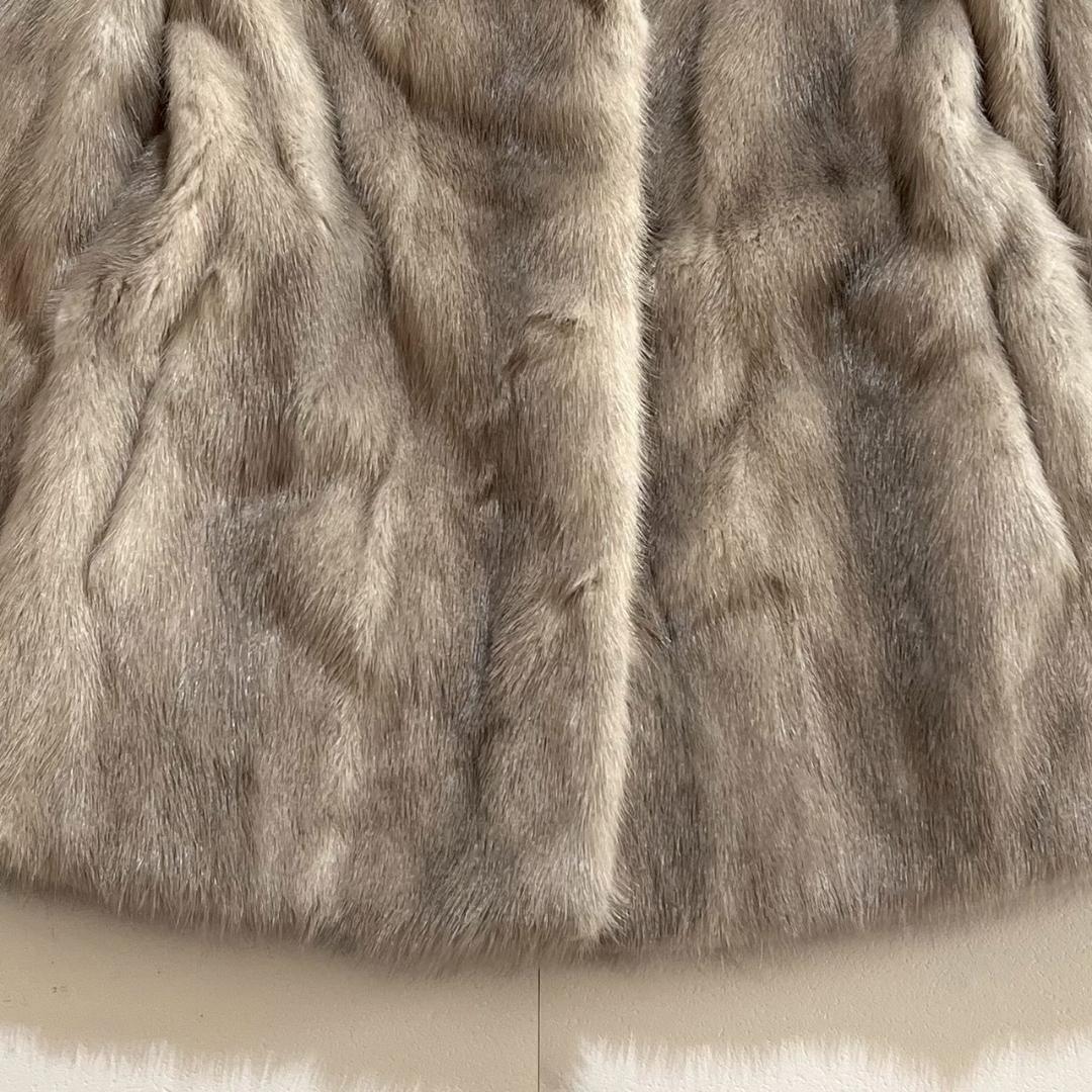 最高級　金サガ ブルーアイリスミンク 毛皮コート リアルファー 11 L