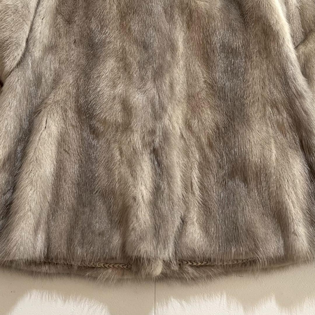 最高級　金サガ ブルーアイリスミンク 毛皮コート リアルファー 11 L