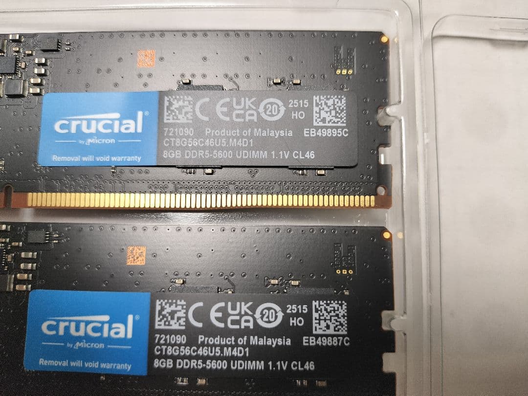 Crucial 16GB (8GB×2) DDR5-5600 BTO外し