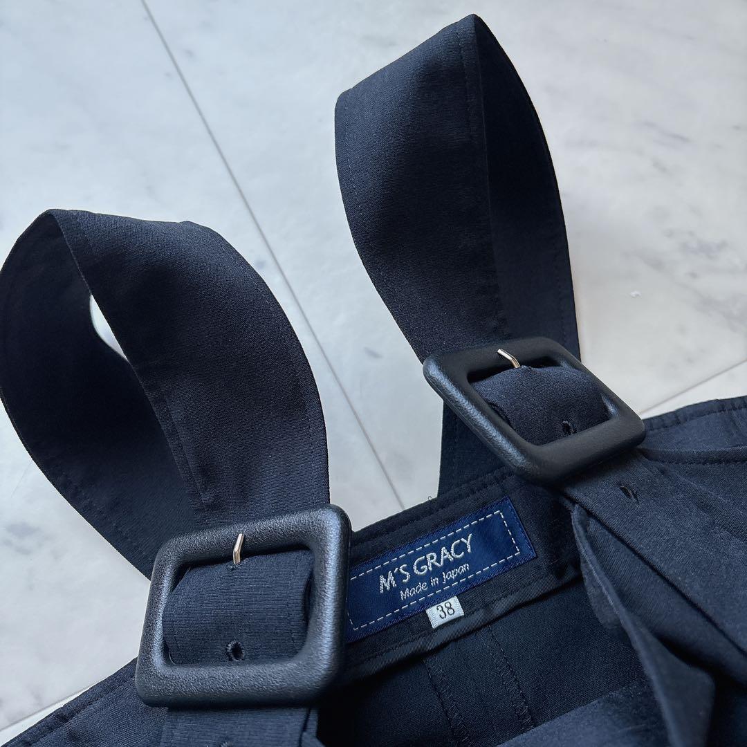 エムズグレイシー　カメリア　aライン ジャンパースカート　黒　ワンピース　38