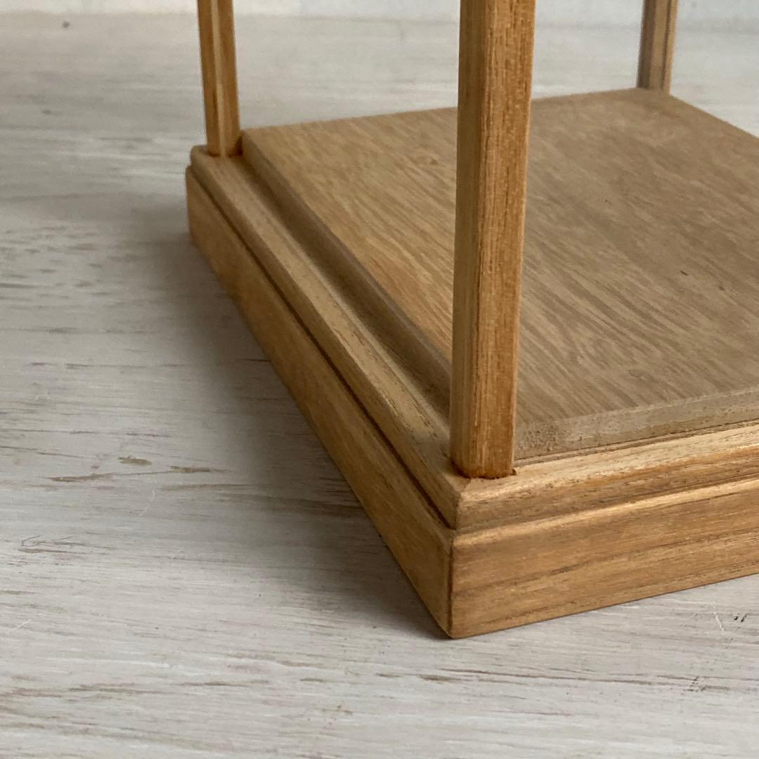 rin 古い木製 小振り ガラスケース 2段 卓上ショーケース 扉なし