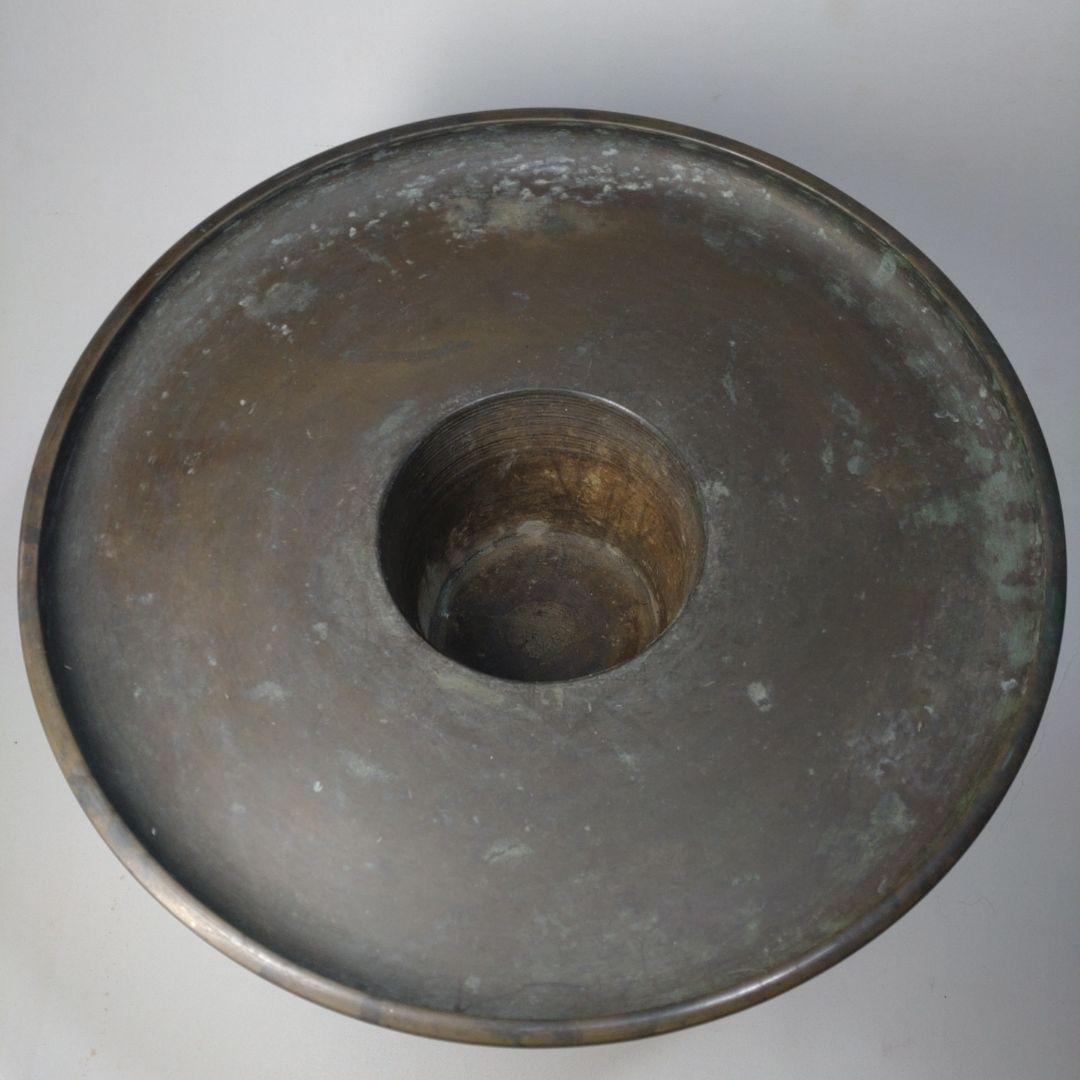 黄銅製　龍鳳凰図 双獣耳 獣足 薄端