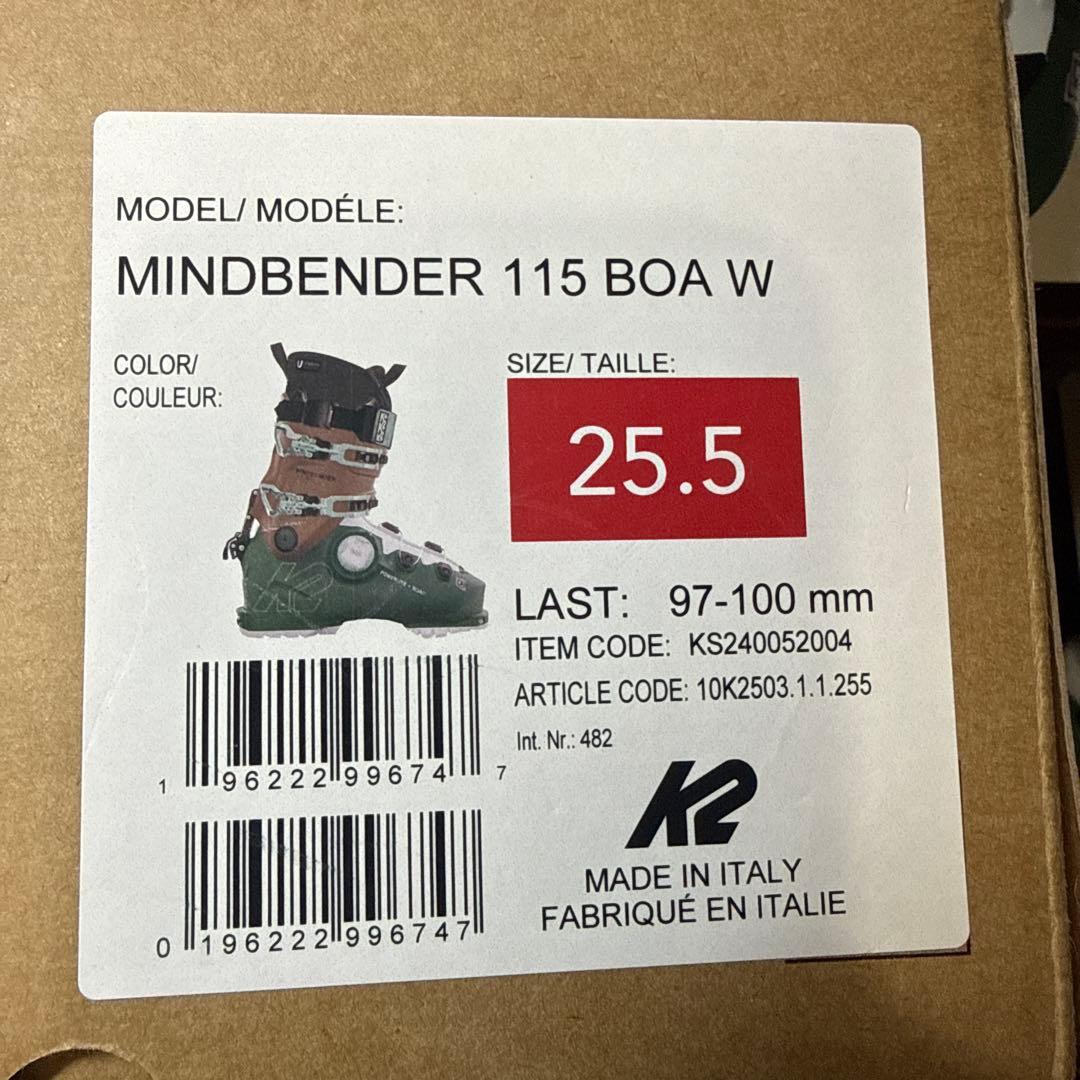 1回使用 K2 MIND BENDER 115 BOA W 25.5サイズ