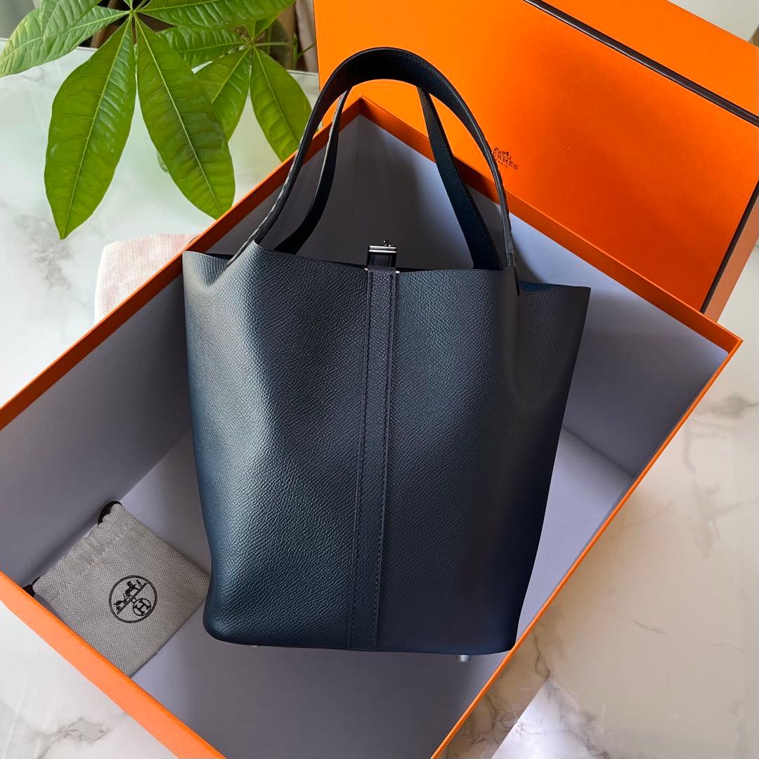 HERMES ピコタン　MM トレサージュ　ダークネイビー　ヴォーエプソン