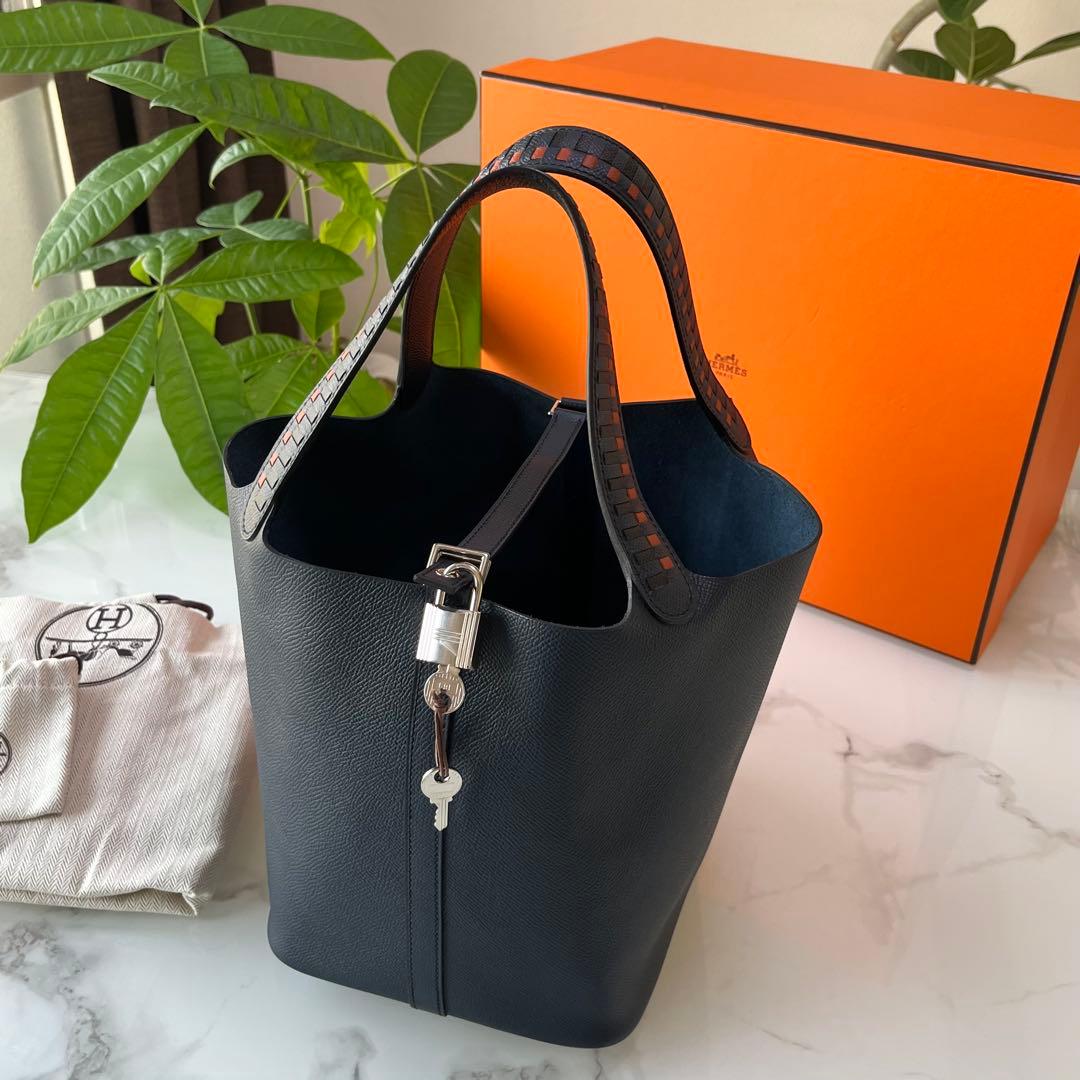 HERMES ピコタン　MM トレサージュ　ダークネイビー　ヴォーエプソン