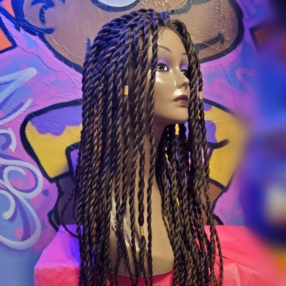 エボニーウィッグ ロング タイトロープウィッグ レースフロント 黒 ブラック