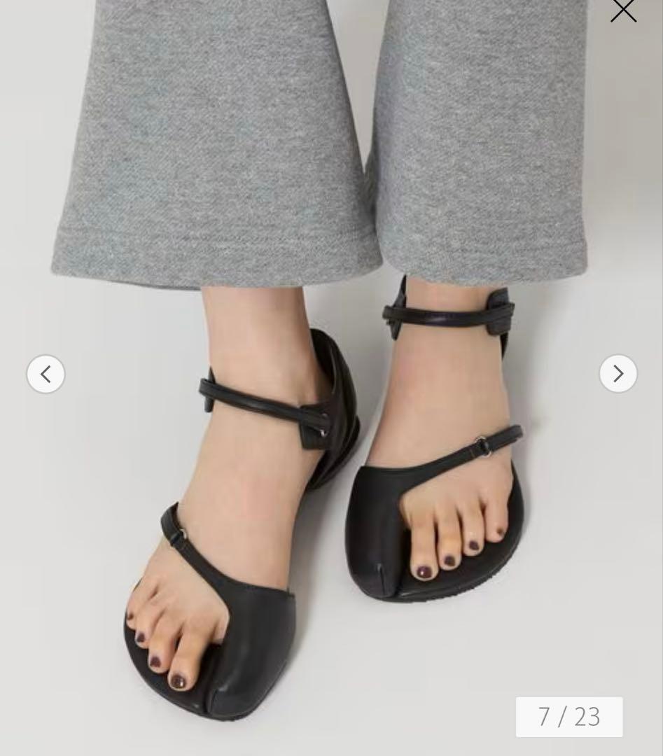 SHISEI ブラック フラットサンダル