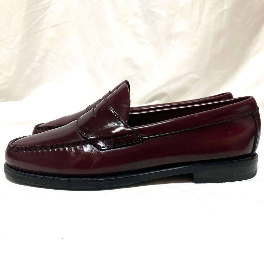 美品 G.H.BASSバス ローファー 10D 革靴 バーガンディー