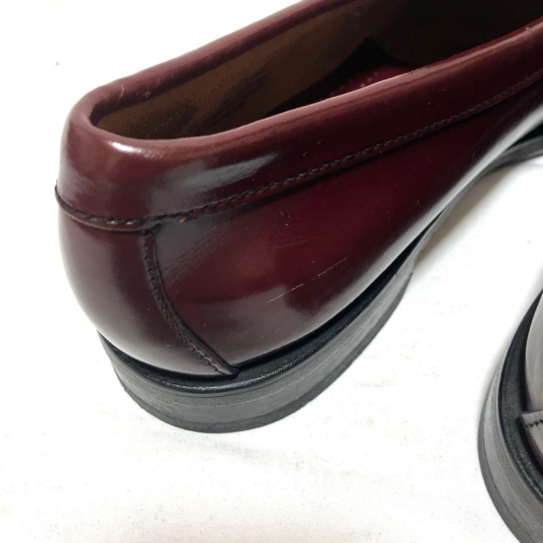 美品 G.H.BASSバス ローファー 10D 革靴 バーガンディー