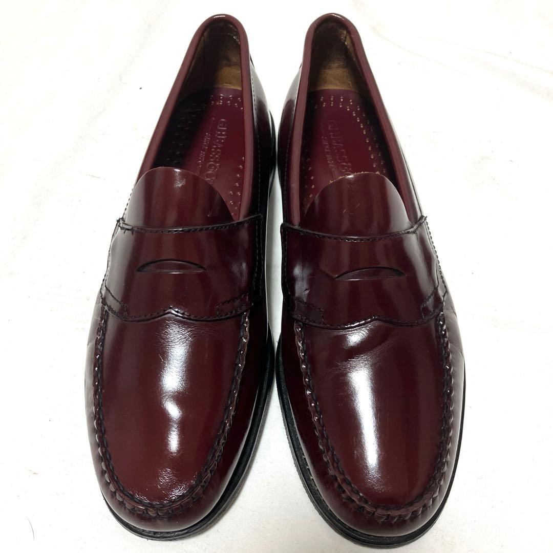 美品 G.H.BASSバス ローファー 10D 革靴 バーガンディー