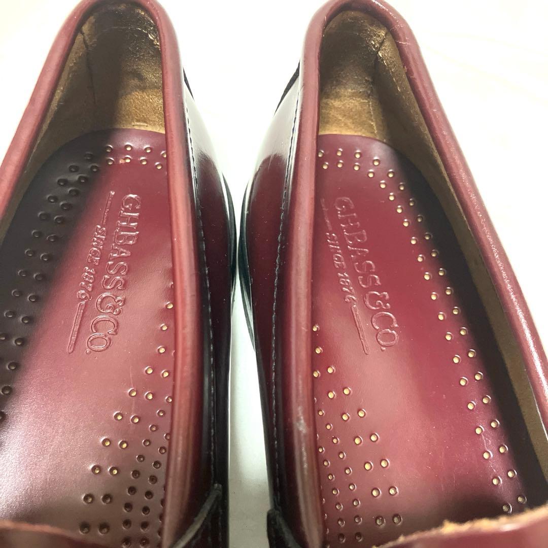 美品 G.H.BASSバス ローファー 10D 革靴 バーガンディー