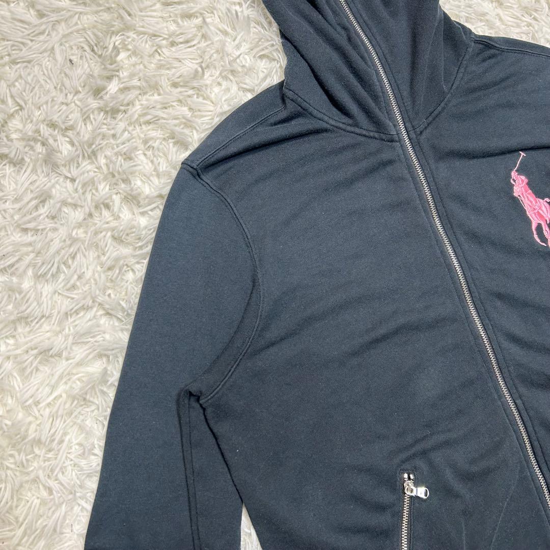 超希少 黒 ピンク ラルフローレン ジップアップ トレーナー ハイネック Y2K