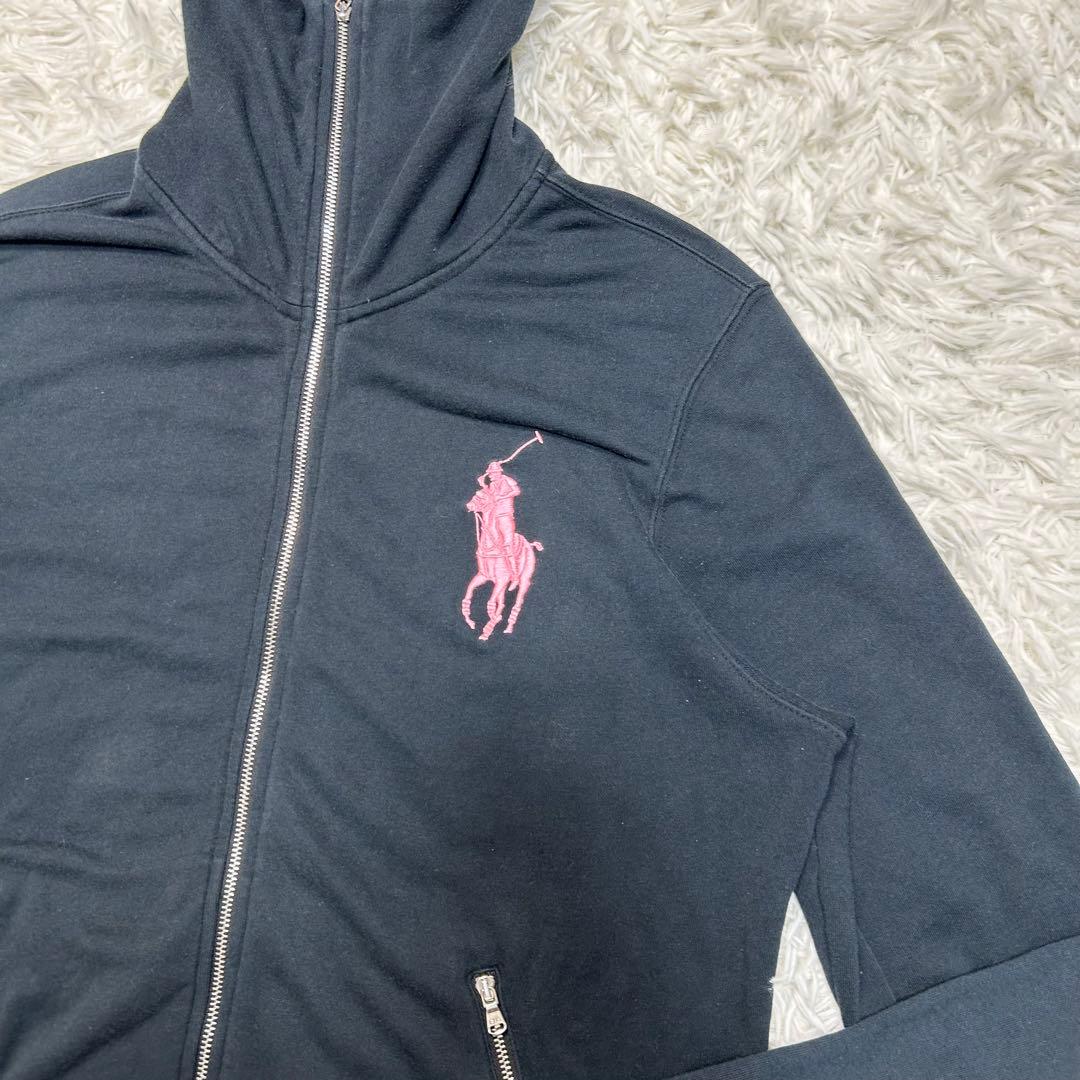 超希少 黒 ピンク ラルフローレン ジップアップ トレーナー ハイネック Y2K