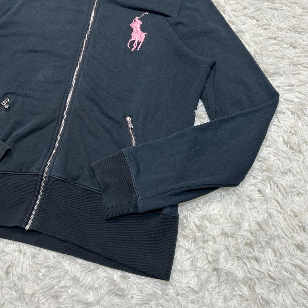 超希少 黒 ピンク ラルフローレン ジップアップ トレーナー ハイネック Y2K