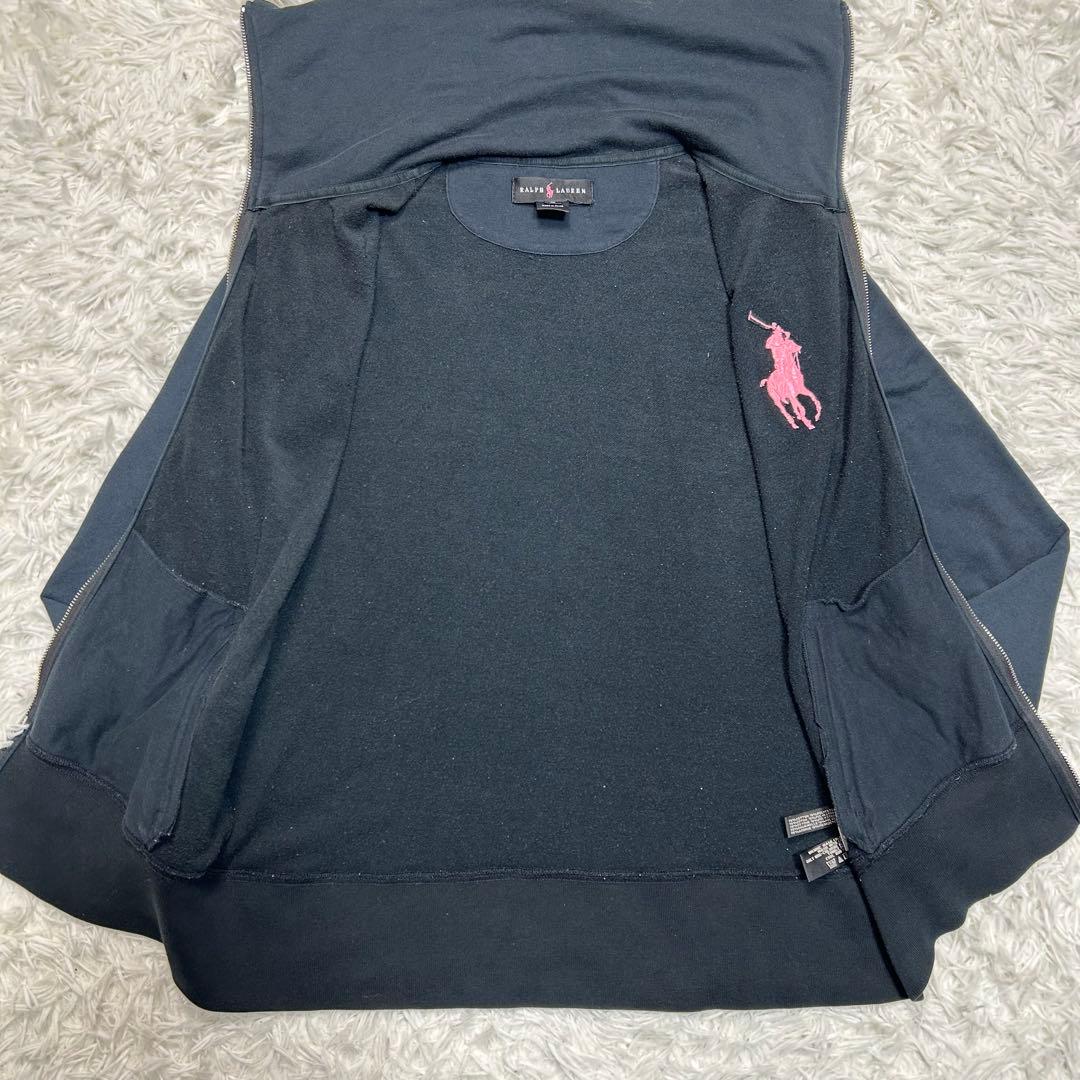 超希少 黒 ピンク ラルフローレン ジップアップ トレーナー ハイネック Y2K
