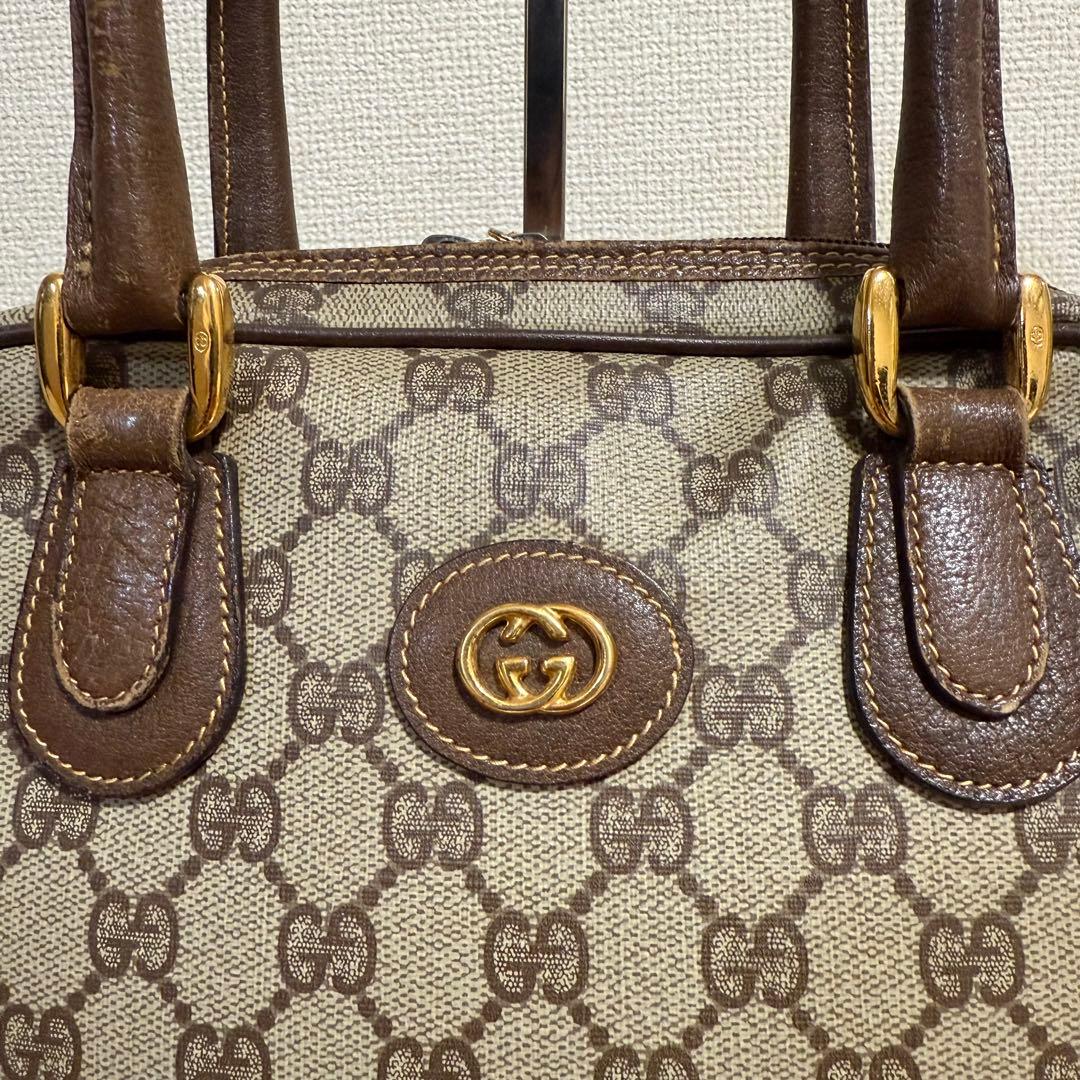 【美品】GUCCI　オールドグッチ　ハンドバッグ　PVC　GG柄　GGスプリーム