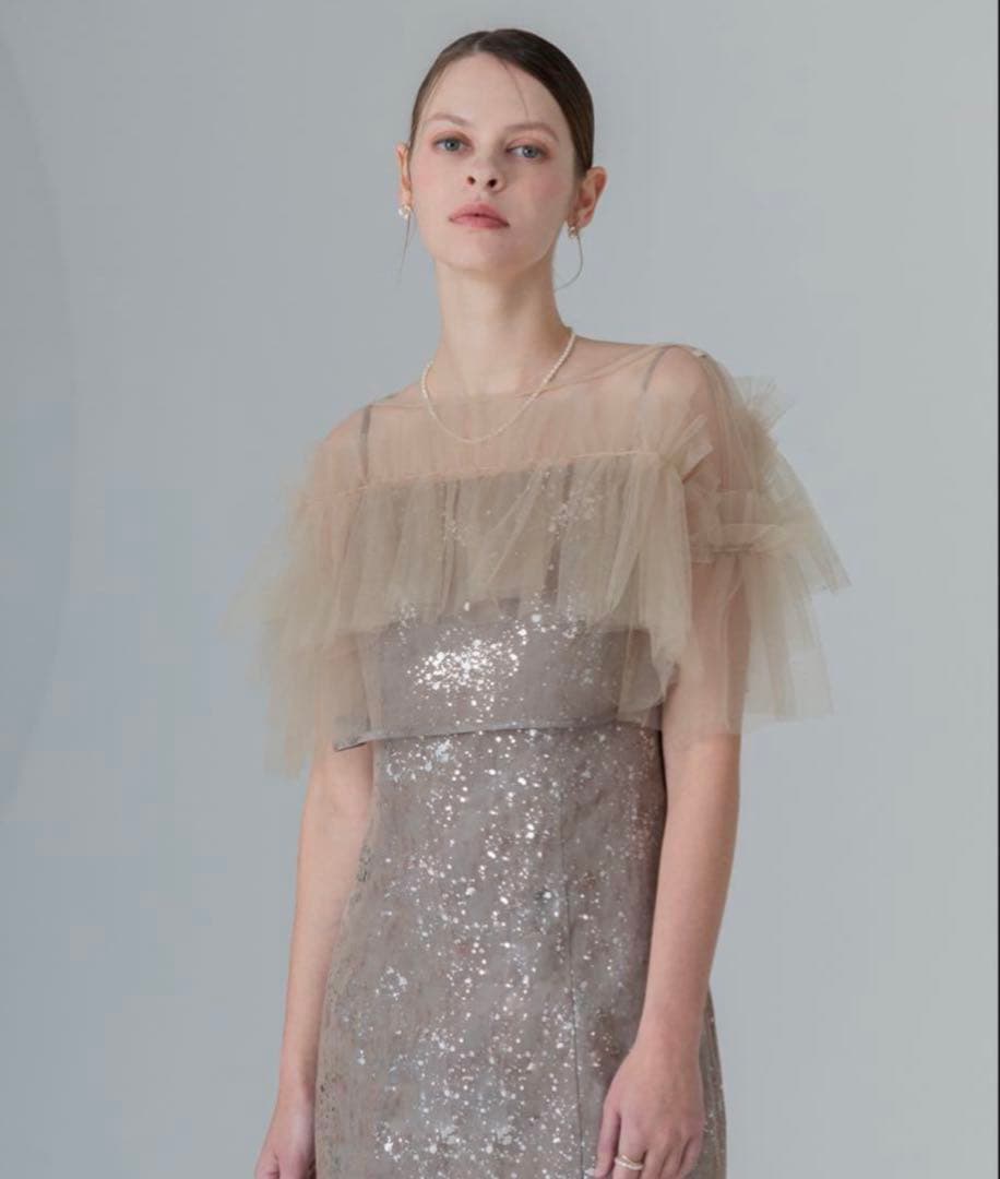 【新品】Leja チュールフリルボレロペイントマーメイドドレス　M