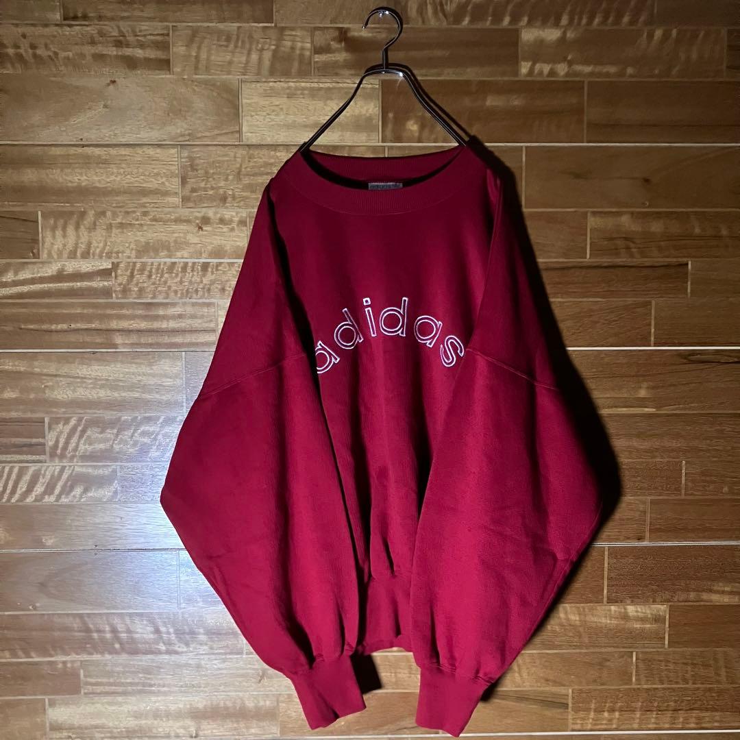 adidas 白タグ　80s スウェット　F192 赤　白　ビッグロゴ　XL程