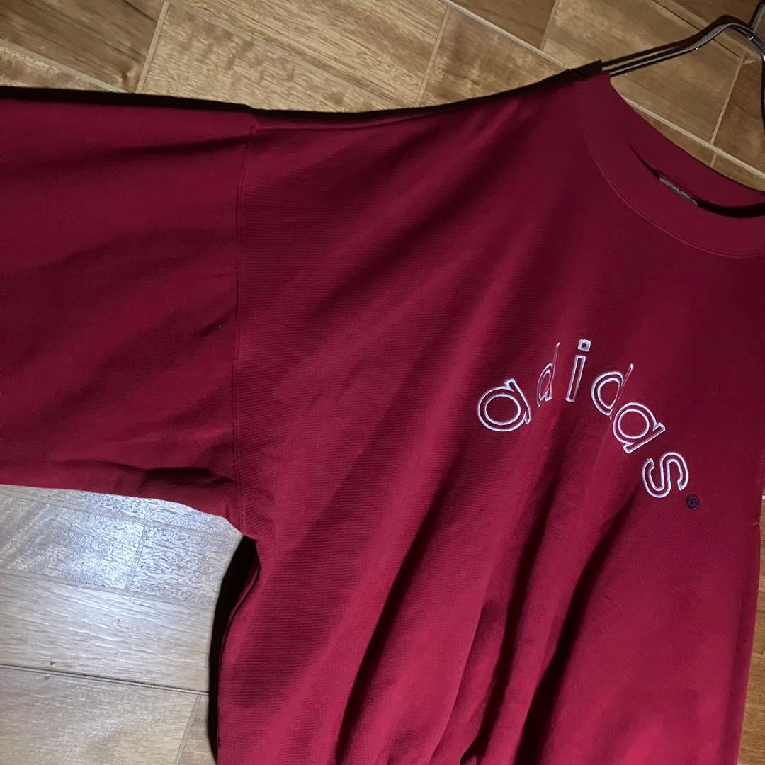 adidas 白タグ　80s スウェット　F192 赤　白　ビッグロゴ　XL程