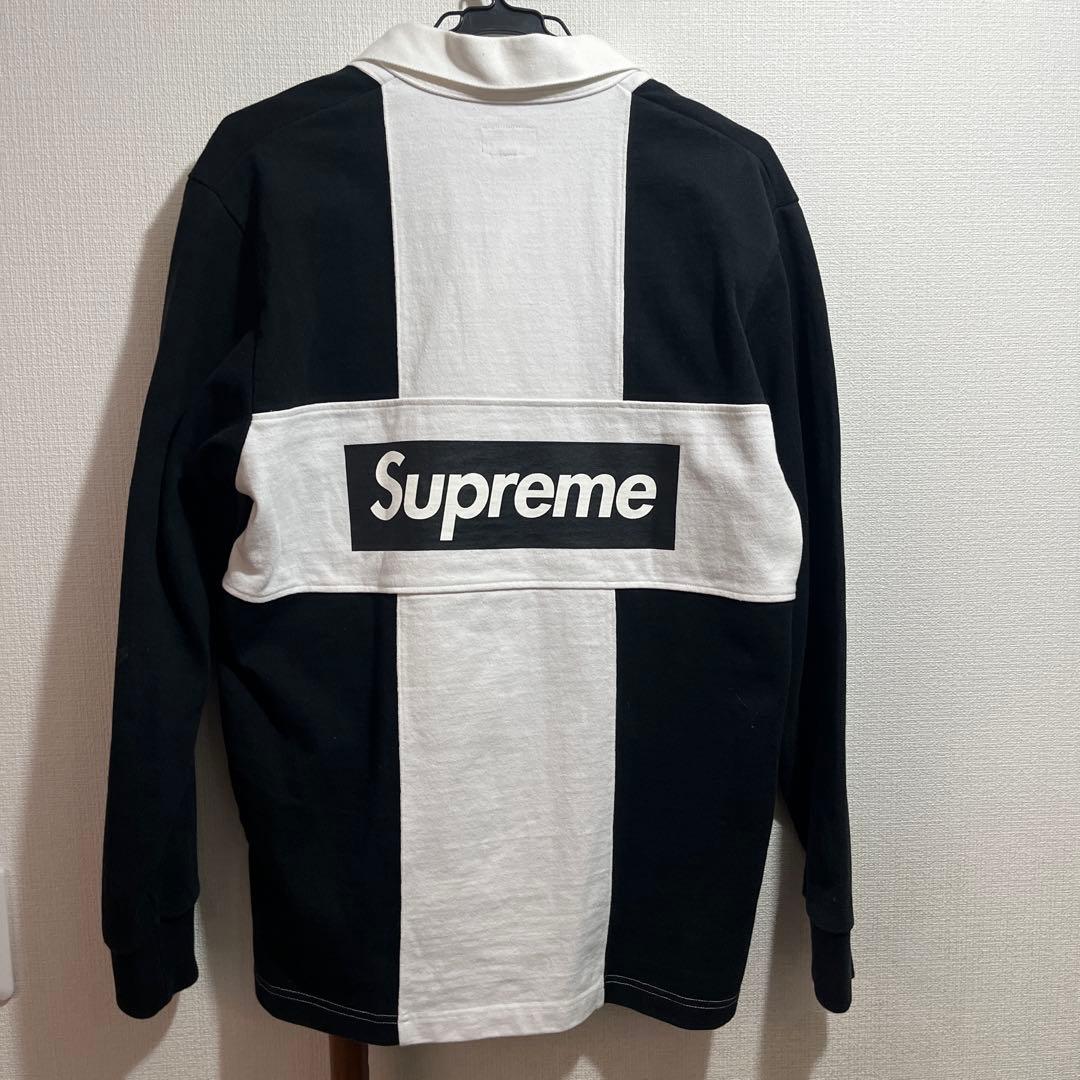 Supreme ラガーシャツ M ブラック/ホワイト