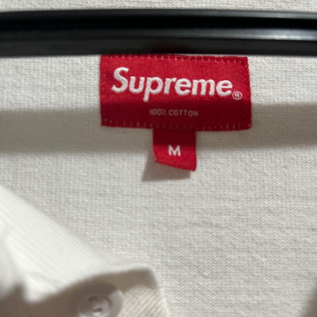 Supreme ラガーシャツ M ブラック/ホワイト