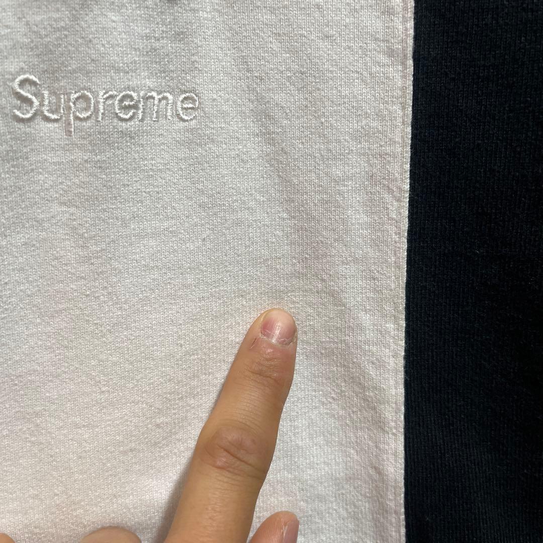 Supreme ラガーシャツ M ブラック/ホワイト