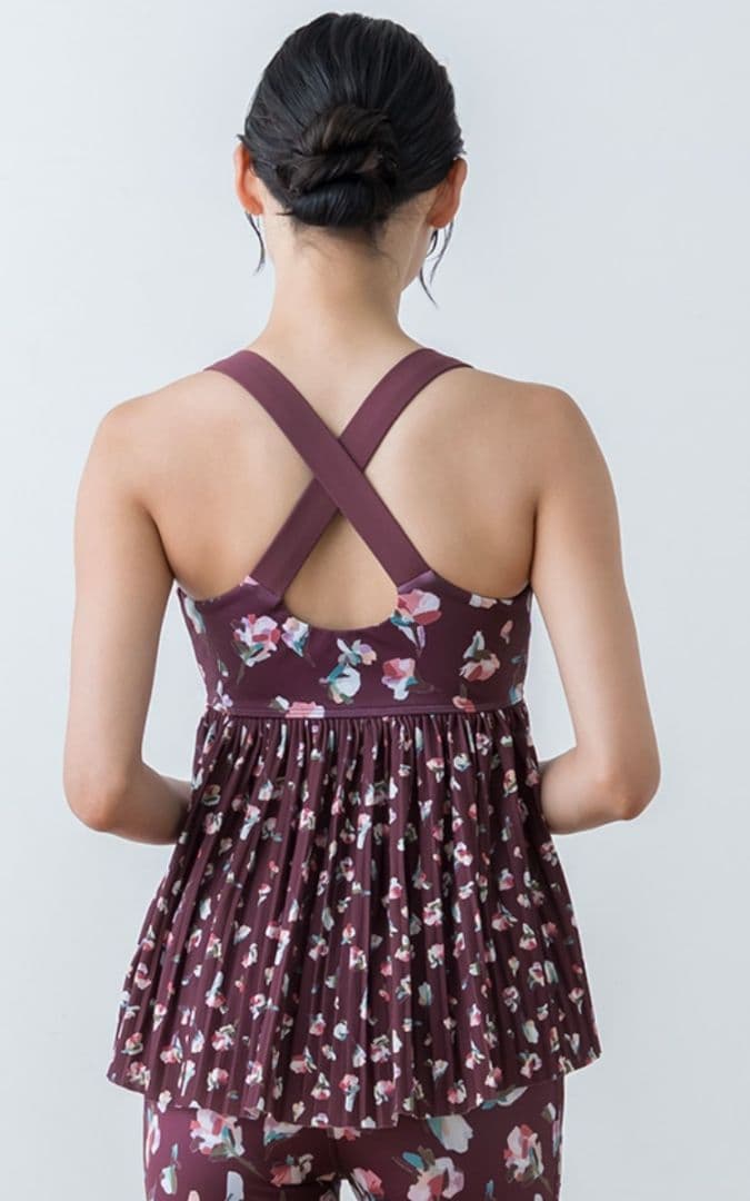 新品タグ付き【SUKALA】Mサイズローズプリントプリーツタンクトップ