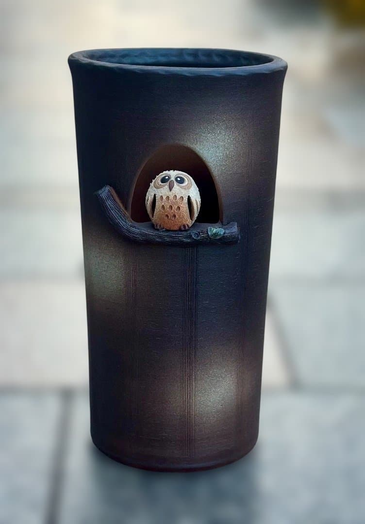 値下げ　新品　傘立て　ふくろう　信楽焼　陶器　高さ45cm　新築祝　開店祝