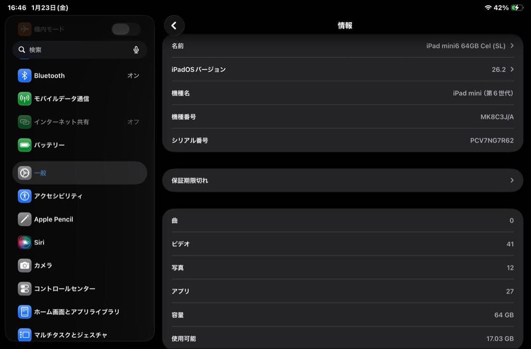 iPad mini 第6世代 Wi-Fi+Cellular 64GB