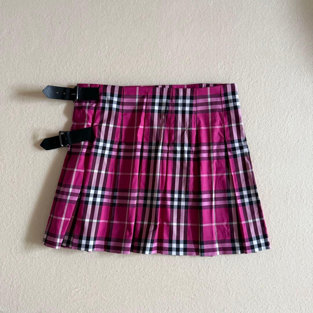 【美品】バーバリーロンドン プリーツスカート ノバチェック マゼンタピンク