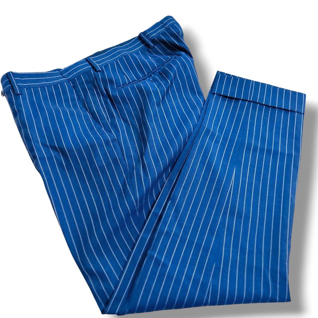 LARDINI スーツ セットアップ ネイビー ストライプ ウール イタリア製