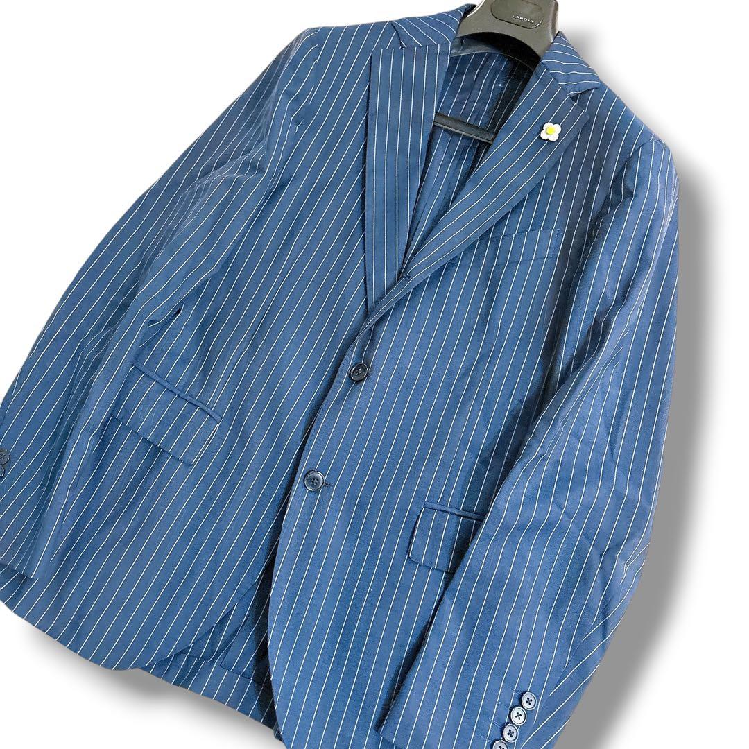 LARDINI スーツ セットアップ ネイビー ストライプ ウール イタリア製