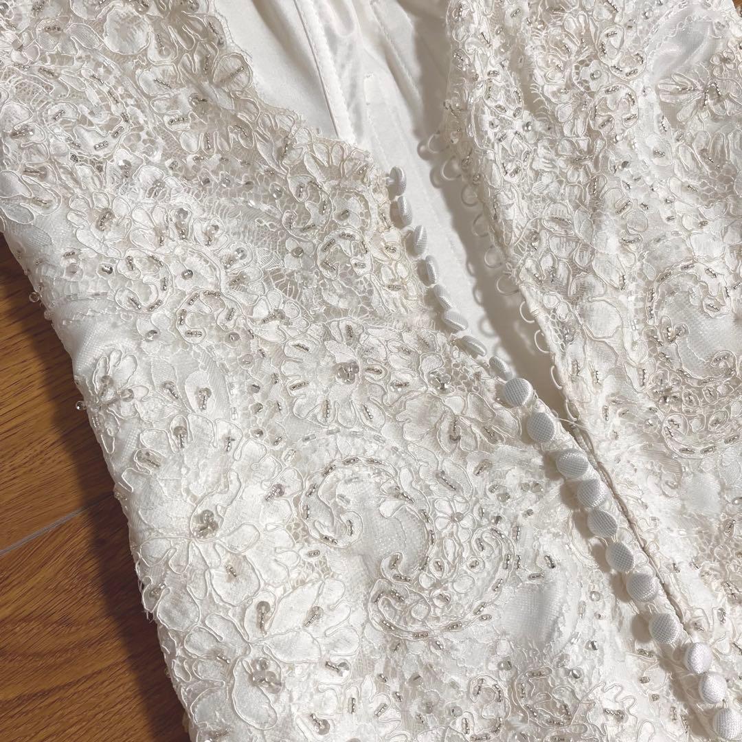 ウェディングドレス　前撮り衣装　袖あり　七分袖