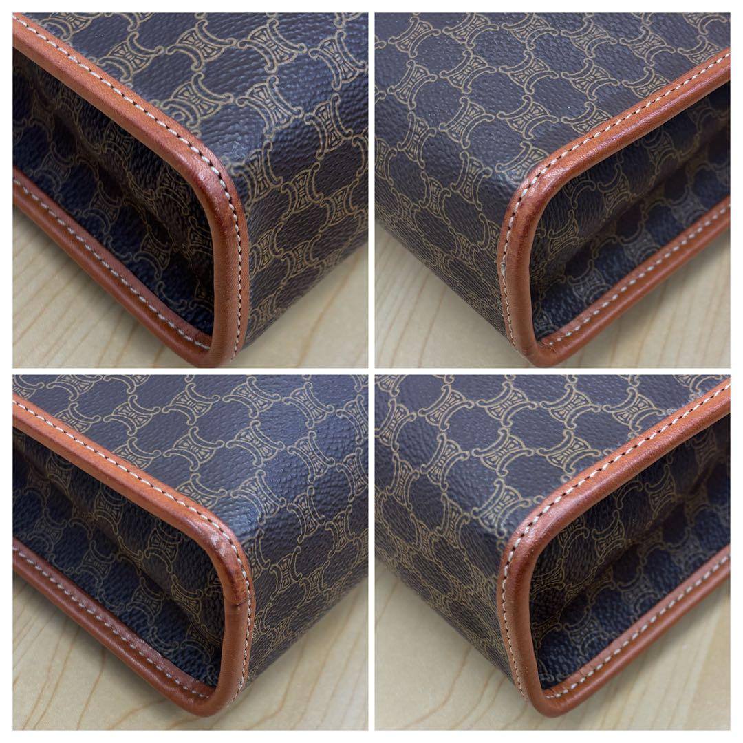 美品 CELINE セリーヌ マカダム クラッチバッグ ブラウン PVC