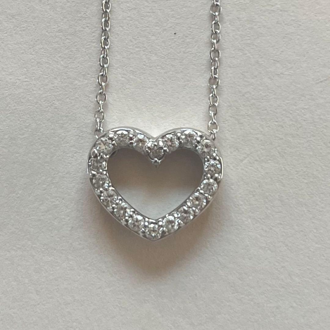 ポンテベッキオ ダイヤモンドハートネックレス K18WG 保証書付き