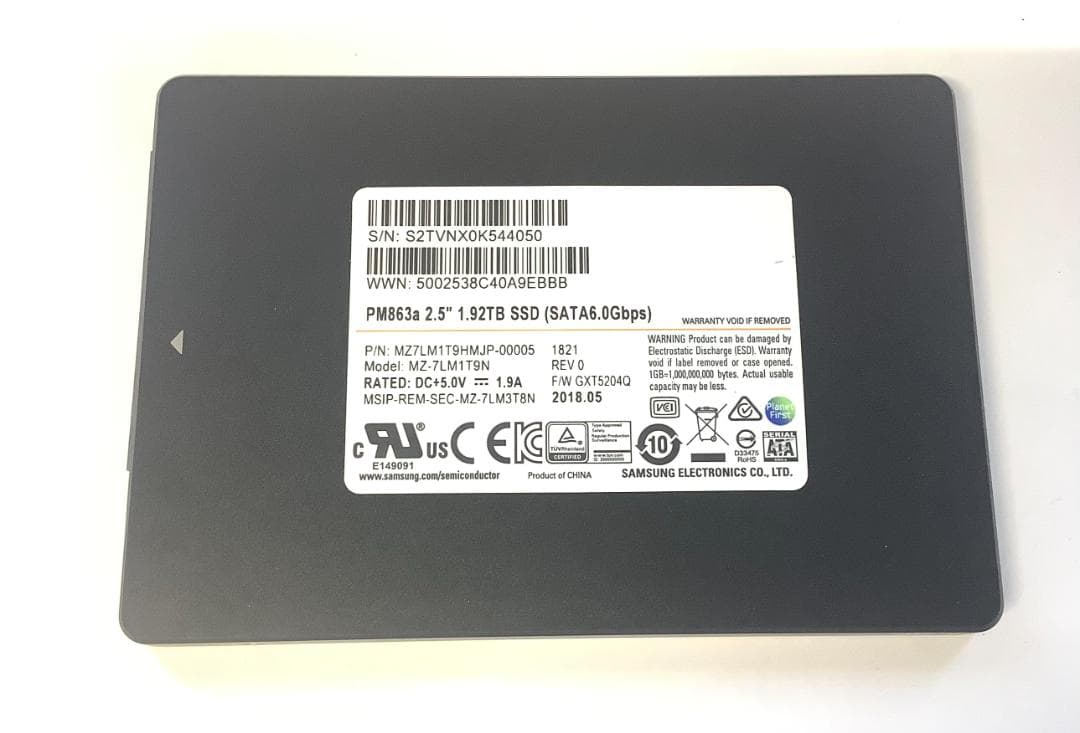 ③-WA134-SAMSUNG SATA 1.92TB SSD 2.5 1点