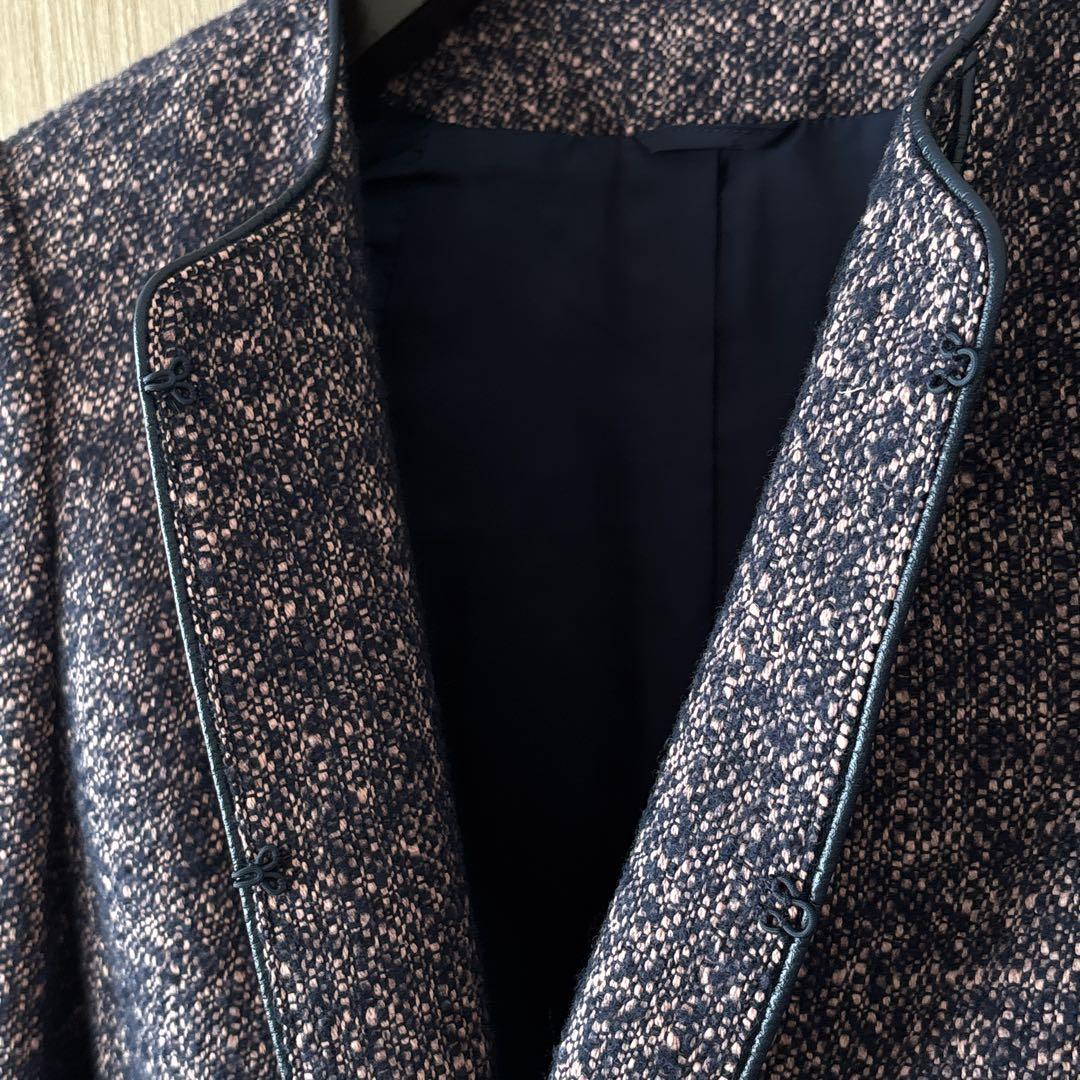 【1134】アナイ　ツィードクルージャケット　濃紺　ピンク　34 小さいサイズ