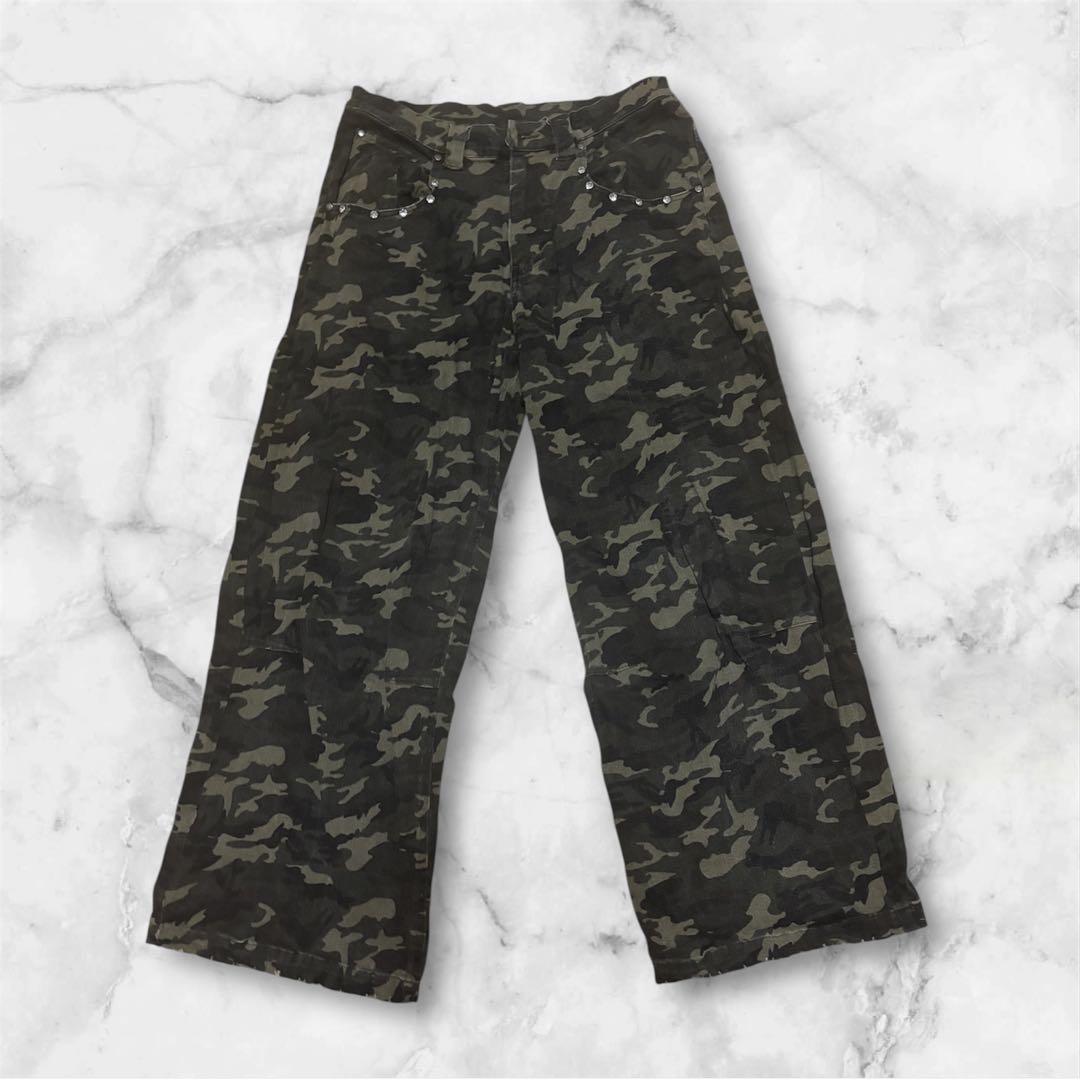 [方正くん] BELVET 迷彩柄 ワークパンツ カモ柄 スタッズ付