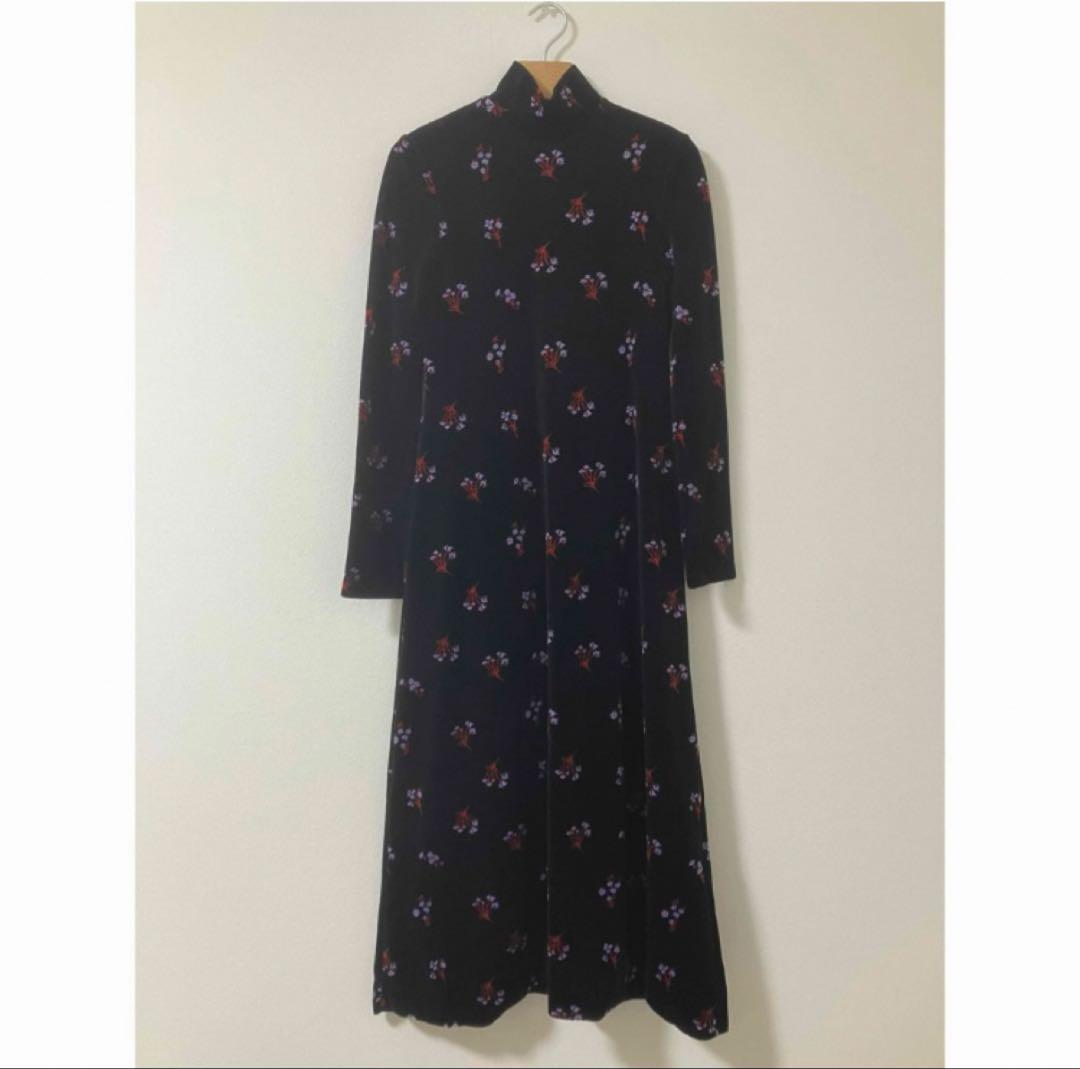 ワンピース Floral Velour Jacquard High Neck Dress