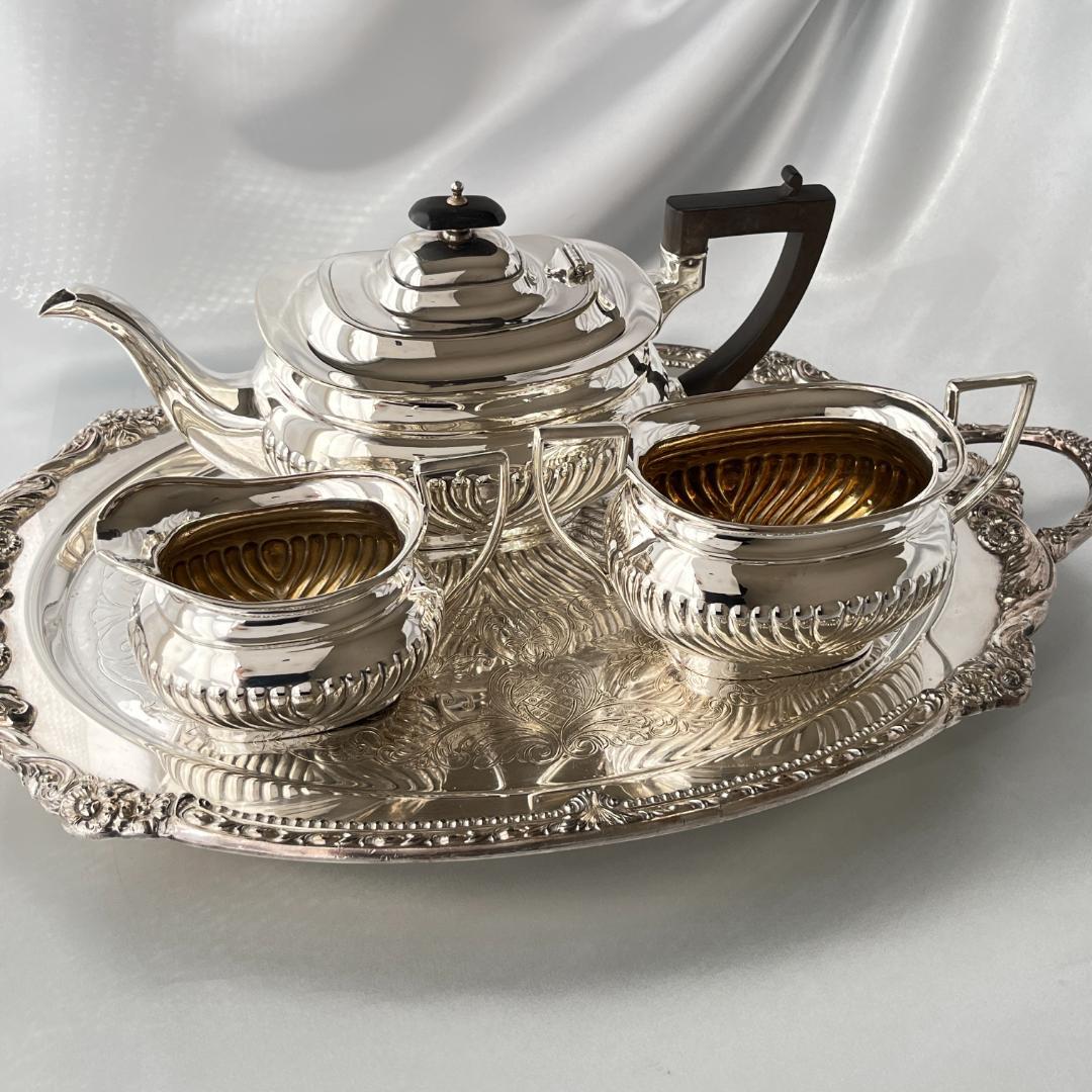 【G W Shirtcliffe & Son】 ハーフリブのティーセット 3点