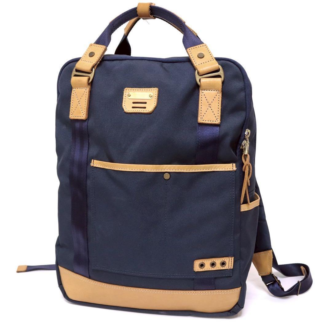 美品✨master-piece リュック 牛革 ネイビー ノートPC収納可