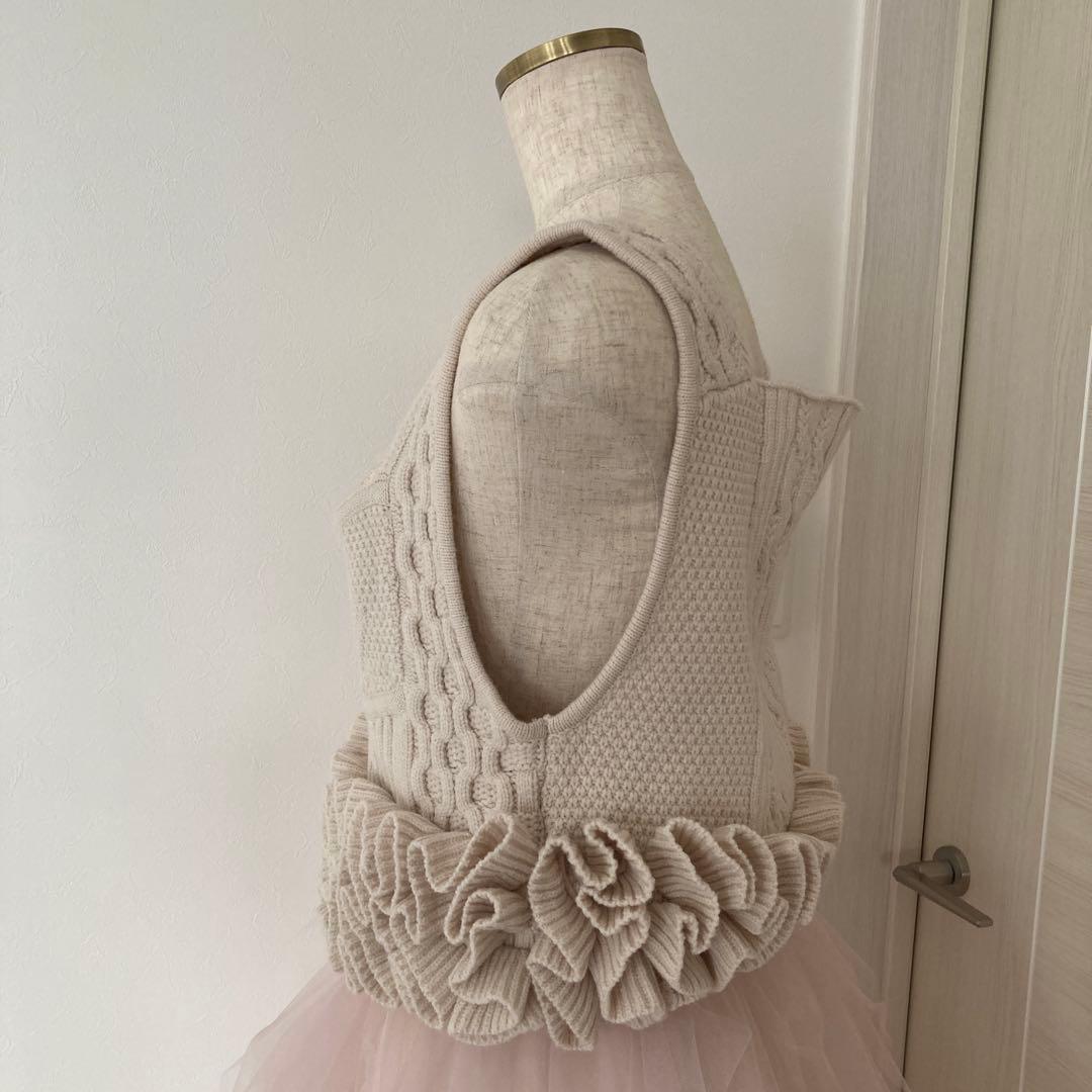 ラベルエチュード ニッティングパターンボリュームフリルボレロニット