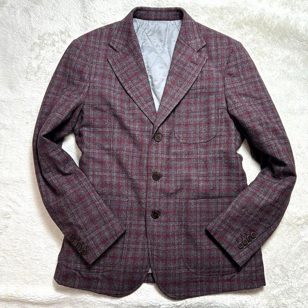 BALLANTYNE 最高峰　カシミアジャケット50 ボルドー　チェック