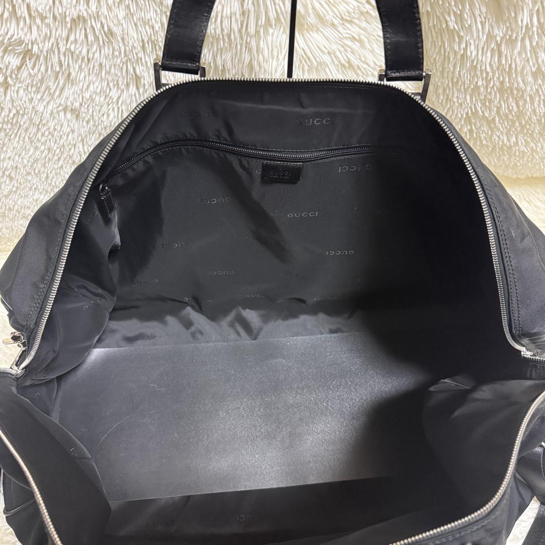 GUCCI グッチ ナイロン レザー 2WAY ボストンバッグ ロゴプレート