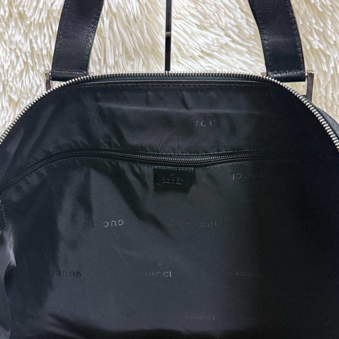 GUCCI グッチ ナイロン レザー 2WAY ボストンバッグ ロゴプレート