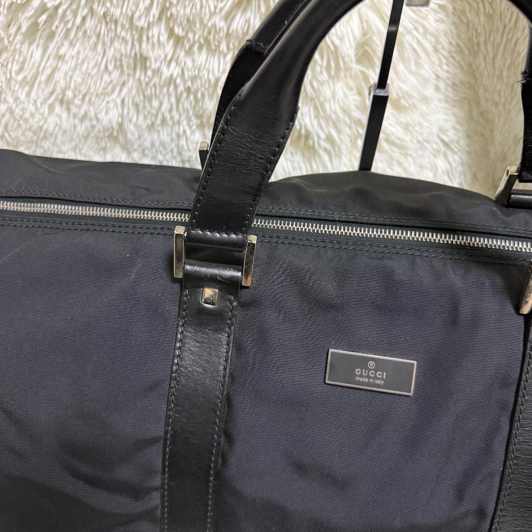 GUCCI グッチ ナイロン レザー 2WAY ボストンバッグ ロゴプレート