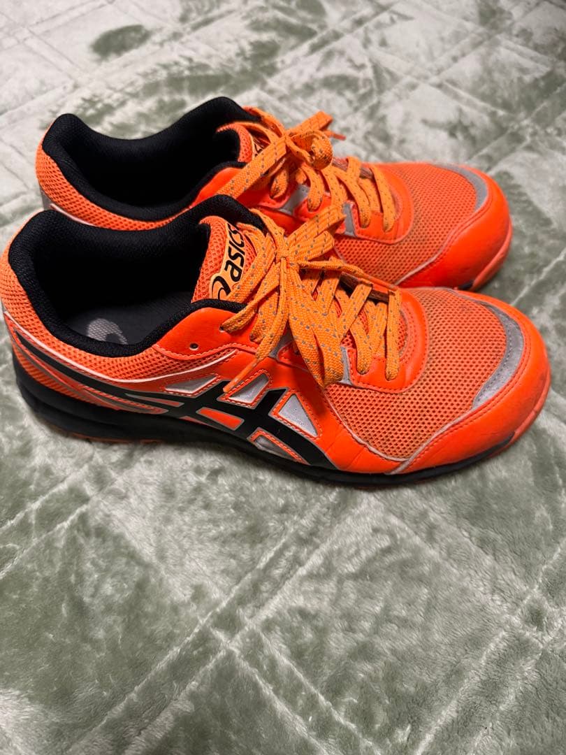 アシックス オレンジ 安全靴 メッシュ　洗濯済み！美品！